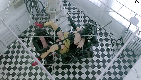 Hot slut rides her huge cock