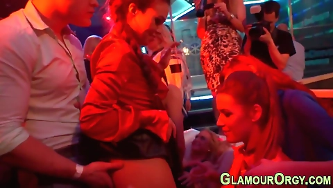 Sake and sexy blonde in a stripper court