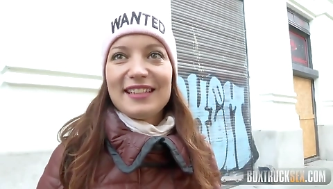 Sexy brunette hair with a dildo fuck