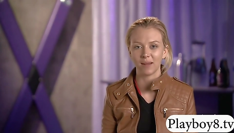 Sexy young blonde gets fucked by a dildo