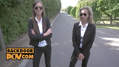 Sexy brunette hair with huge shake lesbians