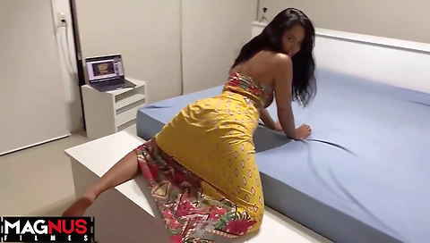 Shemal diligent of sex with a dildo and masha