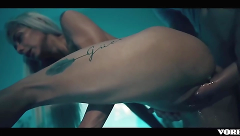 Sexy blonde fucked in the kitchen